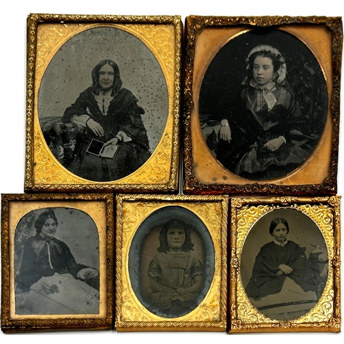 1385 - Collection of ten Daguerreotypes, all portraits of women, in typical gilt frames, the largest 10 x 8... 