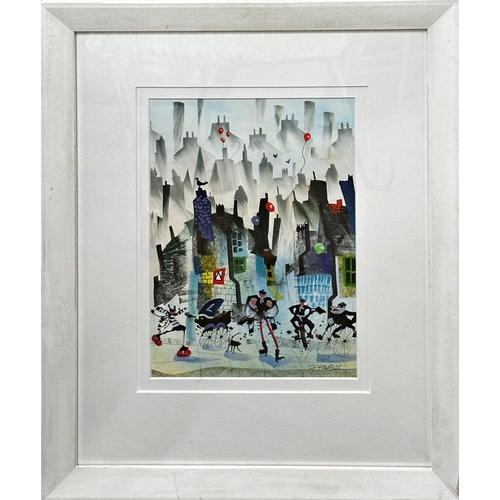 1272 - Sue Howells (b.1948) - 'Twins Again', signed, titled verso, mixed media, 33 x 23cm, framed, with ori... 