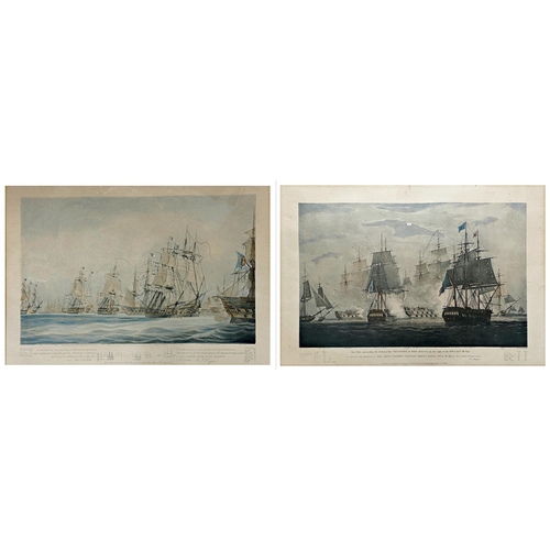 1414 - After William John Huggins (1781-1845) - Pair of marine battle scenes, with inscriptions, hand colou... 