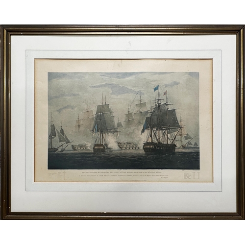 1414 - After William John Huggins (1781-1845) - Pair of marine battle scenes, with inscriptions, hand colou... 