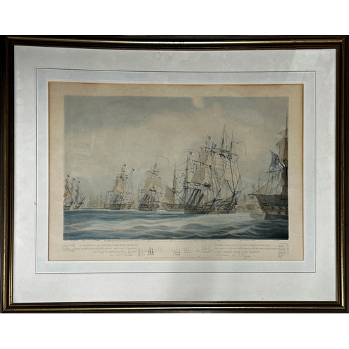 1414 - After William John Huggins (1781-1845) - Pair of marine battle scenes, with inscriptions, hand colou... 