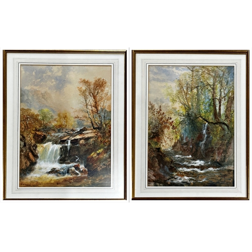 1391 - William Widgery (1826-1893) - Pair of waterfall landscapes, signed and dated 1869, watercolour, 49 x... 