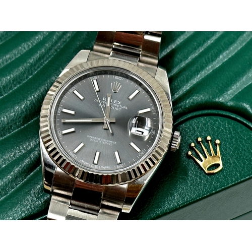 1 - Rolex Oyster Perpetual Datejust 41 stainless steel and white gold gents wristwatch 2018 ref 126334, ... 