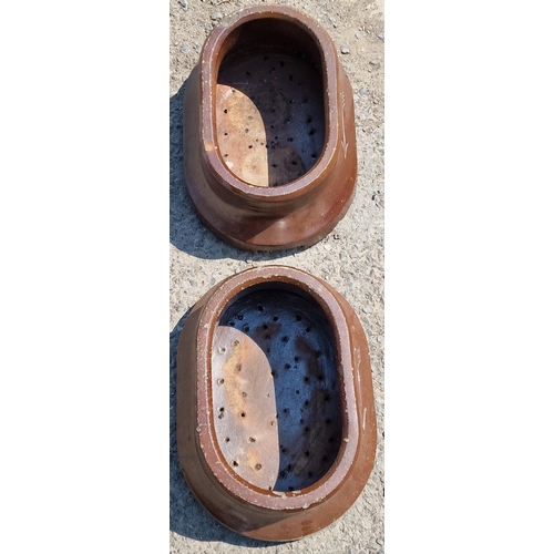 1032 - A pair of 19th century salt glazed Golfing divet pots with drainage holes signed Knowles and Darwen ... 