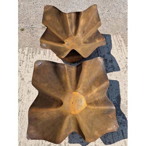 1037 - A pair of steel two sectional fire pits/planters in the style of Willy Guhl signed Flaneurs, 82cm di... 