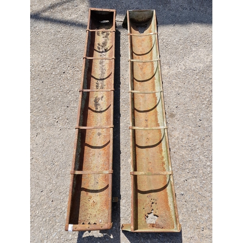 1013 - Two galvanised steel feeding troughs 183cm Long