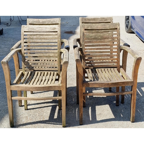 1024 - A set of four Cotswold Collection weathered teak garden armchairs with slatted backs, 86 x 63cm (4)