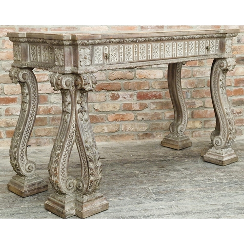 1319 - Remarkable early 20th century hand carved possibly Swedish Gustavian console table with fitted mirro... 