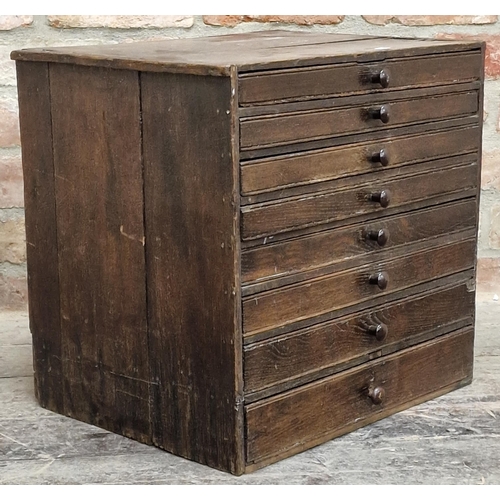 1338 - Antique provincial oak collectors or specimen cabinet fitted with 8 long graduated drawers, 45 x 48c... 