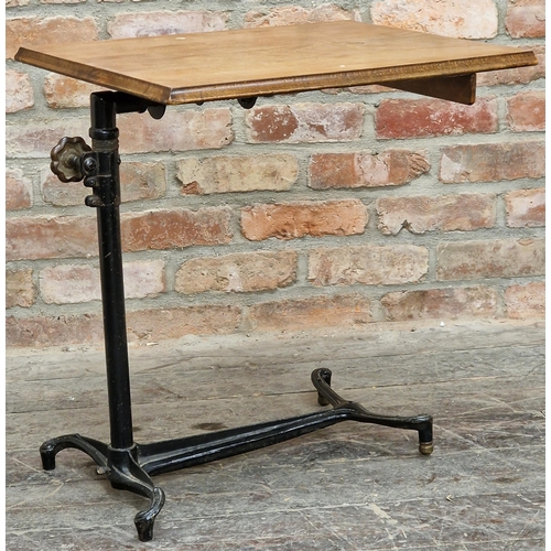 1340 - Early 20th century iron and mahogany adjustable reading table