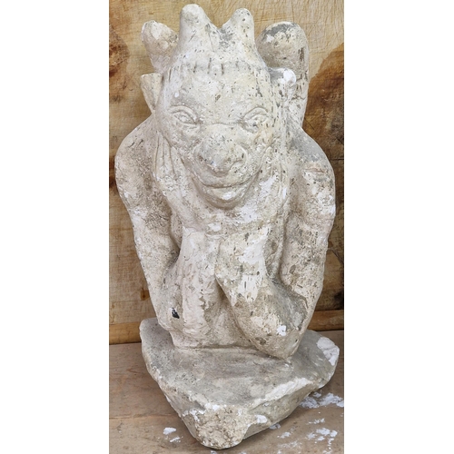 1028 - Antique weathered plaster sculpture of a Notre Dame gargoyle, 64cm high