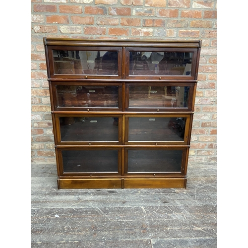 1286 - Good and unusual mahogany twin Globe Wernicke stacking bookcase, four double tiers all with glazed d... 