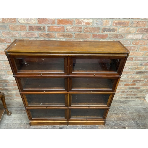 1286 - Good and unusual mahogany twin Globe Wernicke stacking bookcase, four double tiers all with glazed d... 