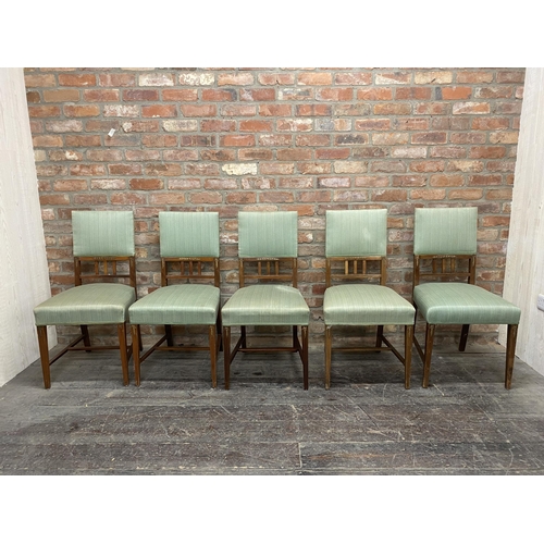 1307 - Set of five continental walnut dining chairs with gilt metal mounts, ex Christy's lot 504 from sale ... 