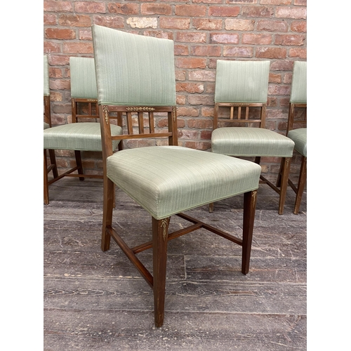 1307 - Set of five continental walnut dining chairs with gilt metal mounts, ex Christy's lot 504 from sale ... 