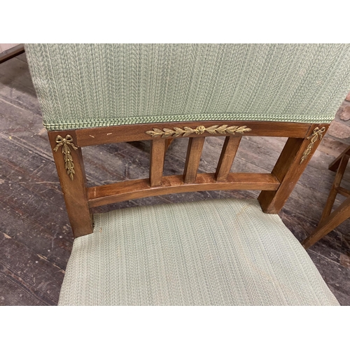 1307 - Set of five continental walnut dining chairs with gilt metal mounts, ex Christy's lot 504 from sale ... 