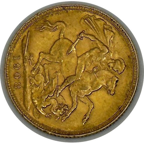 243 - 1908 gold sovereign, 8g