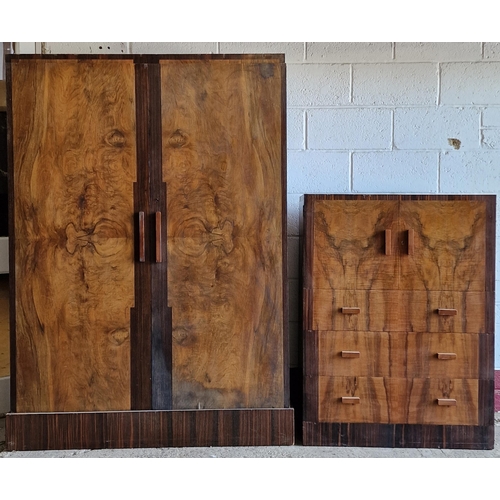 1221 - 1930s walnut and rosewood Art Deco 'Compactom' the twin doors enclosing a fitted interior with vario... 