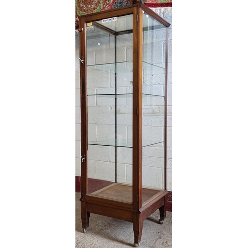 1223 - Vintage mahogany framed shop display cabinet with glazed sides and top with glazed shelved interior ... 