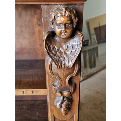 1350 - Good quality 19th century continental solid walnut bookcase with Wellington chest type hinged sides ... 