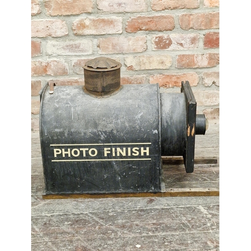 437 - Large antique tin plate magic lantern or projection slide machine, 49cm x 60cm.