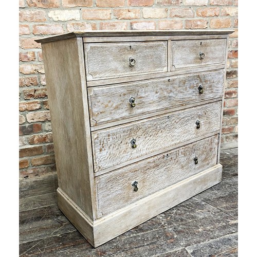 1303 - In the manner of Heal's limed oak chest of drawers with 2 short and 3 long drawers, 102cm x 107cm.