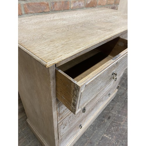 1303 - In the manner of Heal's limed oak chest of drawers with 2 short and 3 long drawers, 102cm x 107cm.