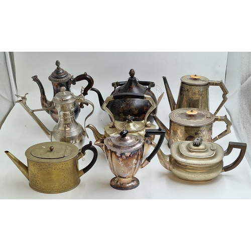 123 - Mixed collection of silver plate to include teapots, coffee pots, jugs etc