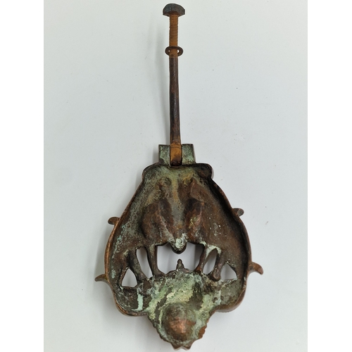 380 - Antique Venetian bronze door knocker, 21cm