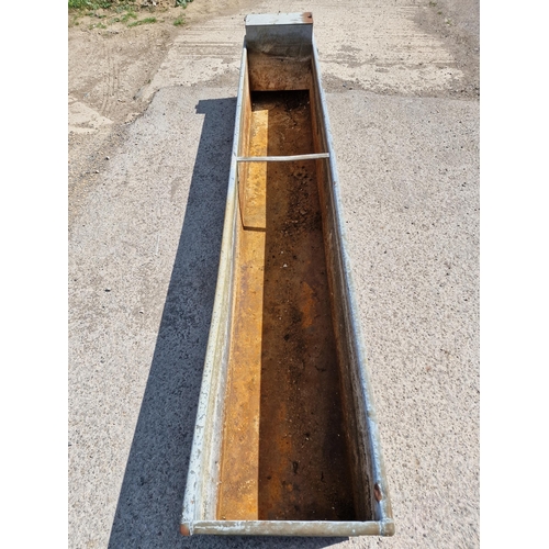 1057 - Vintage galvanised steel water trough complete with tap, 308 x 52cm