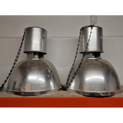 1138 - Pair of Vintage Industrial aluminium pendant lights, 55cm high (2)