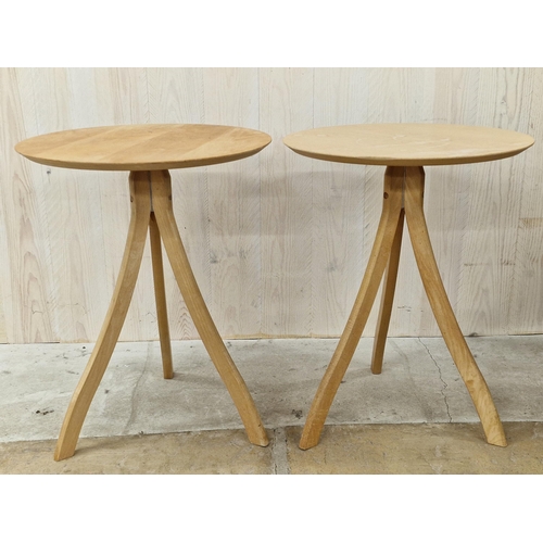 1192 - F B J Mobler of Denmark- Pair of beech tripod wine tables, 61cm x 48cm (2).