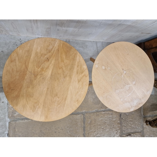 1192 - F B J Mobler of Denmark- Pair of beech tripod wine tables, 61cm x 48cm (2).