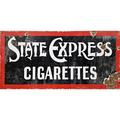 1105 - Advertising - 'State Express Cigarettes', enamel sign with white text on black and red, 31 x 69cm