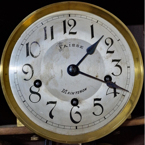 46 - Early 20th century German chiming wall clock, with silvered three train dial inscribed Faisse Mainte... 