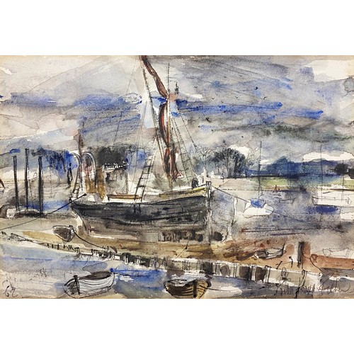 1280 - John Knapp Fisher (1931-2015) - 'Barge at Pin Mill', signed and dated, titled verso, (19)62, waterco... 