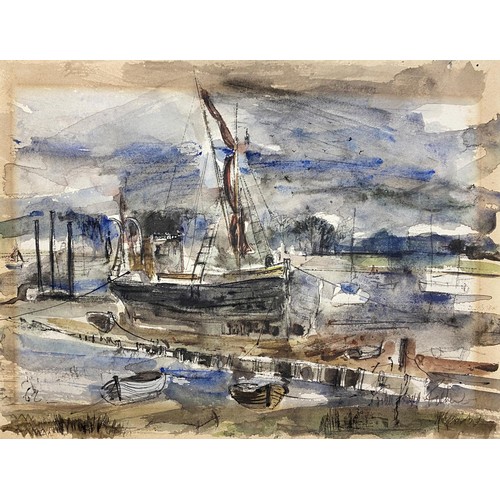 1280 - John Knapp Fisher (1931-2015) - 'Barge at Pin Mill', signed and dated, titled verso, (19)62, waterco... 