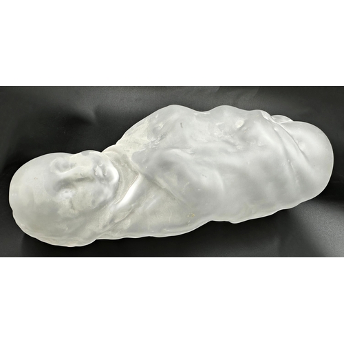 401 - An unusual early 20th Century opaque glass figure of a swaddled baby, 50cm high.