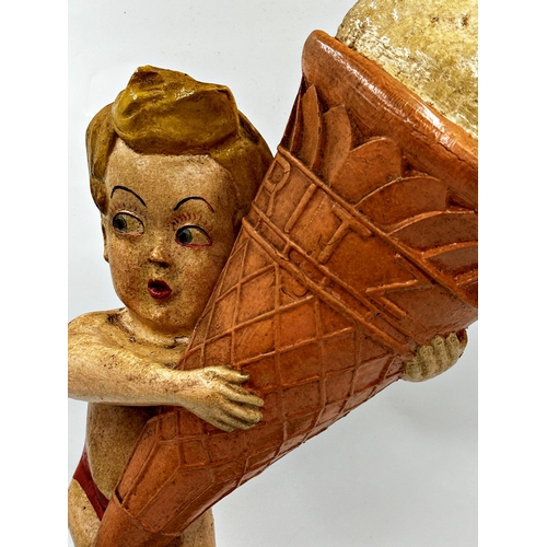 1005 - Advertising- ice cream with a Facchino cone, fibreglass figure of a boy holding an ice cream on a st... 