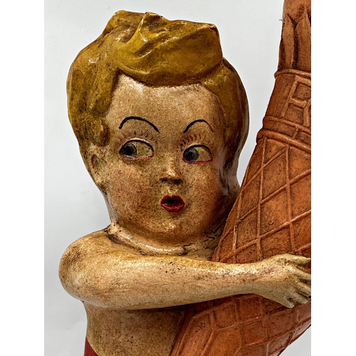 1005 - Advertising- ice cream with a Facchino cone, fibreglass figure of a boy holding an ice cream on a st... 