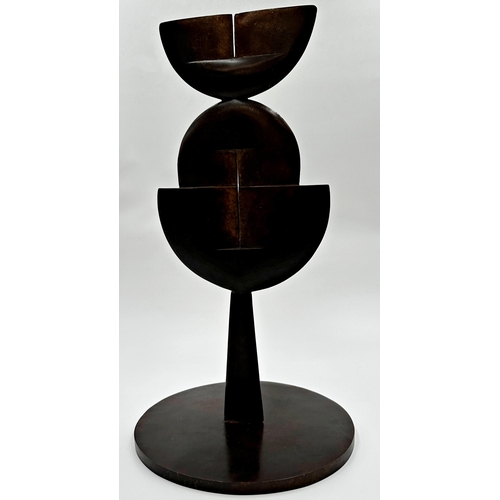 1241 - John Wragg (1937-2020) - 'First Light' abstract organic sculpture, limited 2/6, bronze, upon a circu... 