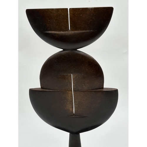 1241 - John Wragg (1937-2020) - 'First Light' abstract organic sculpture, limited 2/6, bronze, upon a circu... 