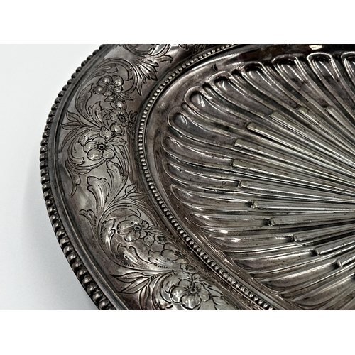 321 - Good quality White Star silver plated platter with lobed rim chased with scrolled foliage and a sunb... 