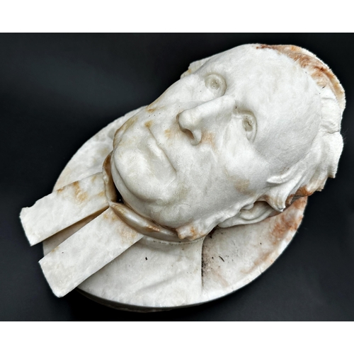 681 - Mid 19th Century possibly American carved rough marble bust of a gentleman in collar, possibly a pil... 