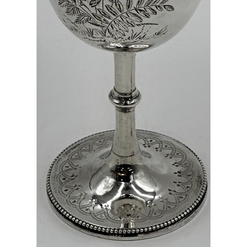 192 - Victorian silver goblet, engraved with fern sprays, maker H J Lias & Son, London 1873, 14cm high, 3.... 