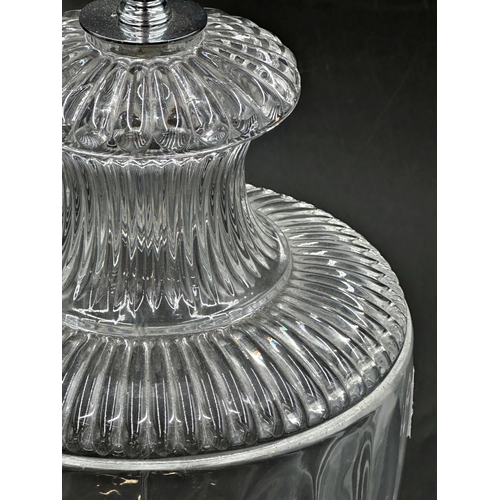 1151 - Good quality glass companion urn table lamp, 51cm high