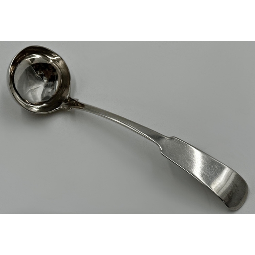 199 - Rare William IV Scottish provincial Banff silver sauce ladle, maker John McQueen, 16cm long, 1oz app... 