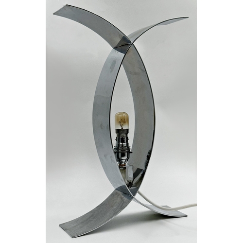 1154 - Unusual vintage chrome table lamp with X shaped frame, 41cm high