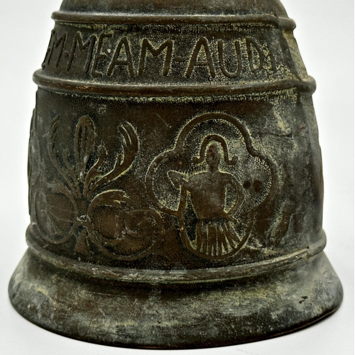 683 - Unusual Folk Art bell cast in relief with various figures.