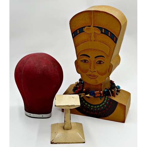 1561 - A mixed dressing lot to include an early cardboard box in the form of Tutankhamun, wearing a beaded ... 